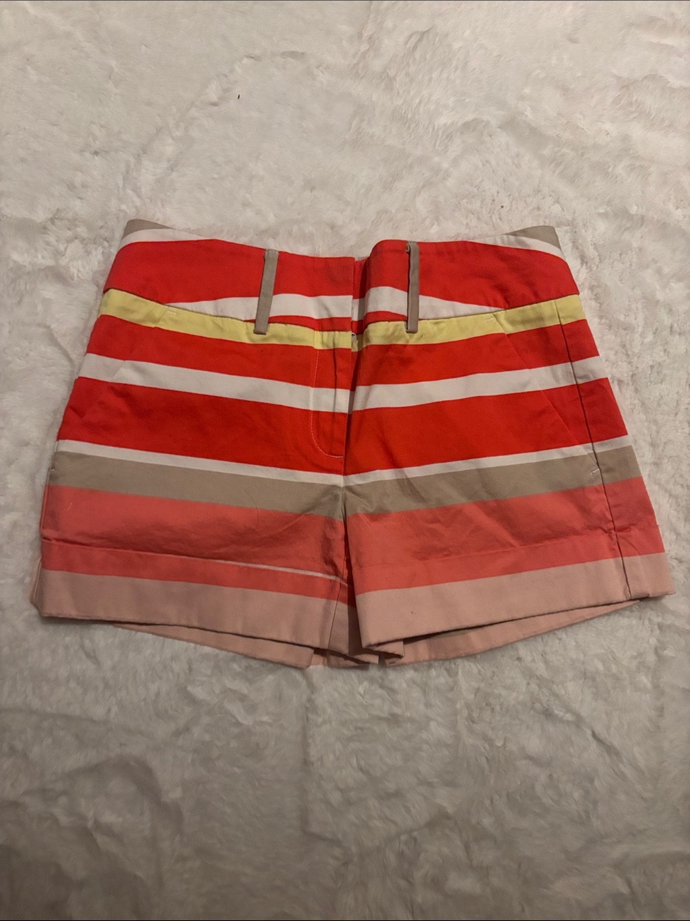 New York & Company Coral Stripe Belted Shorts